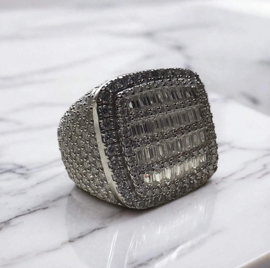 Beckam Men's Diamond Sterling Silver Signet Ring