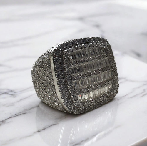 Beckam Men's Diamond Sterling Silver Signet Ring