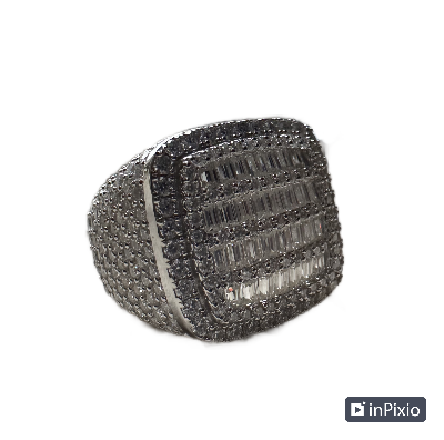 Beckam Men's Diamond Sterling Silver Signet Ring