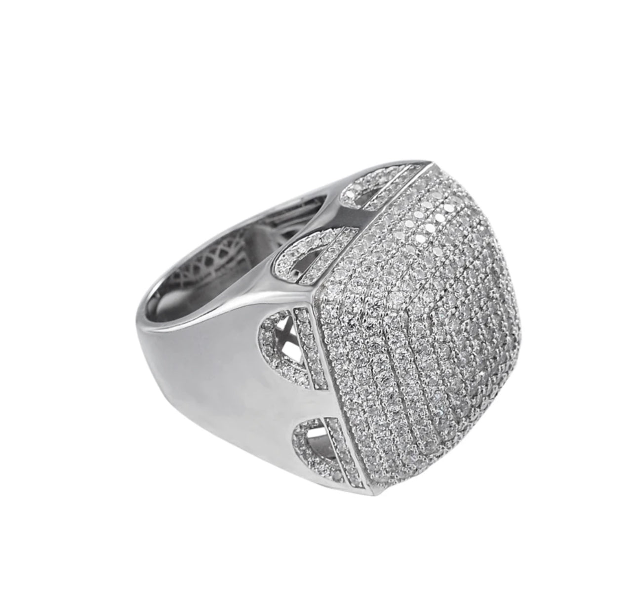 Diamond Layered Square Diamond Mens rings on Sterling Silver