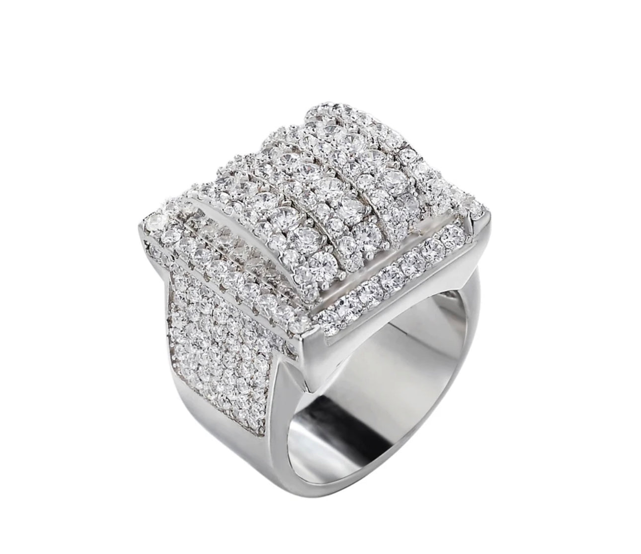 Square Center Diamond Sterling Silver Men's Signet Ring