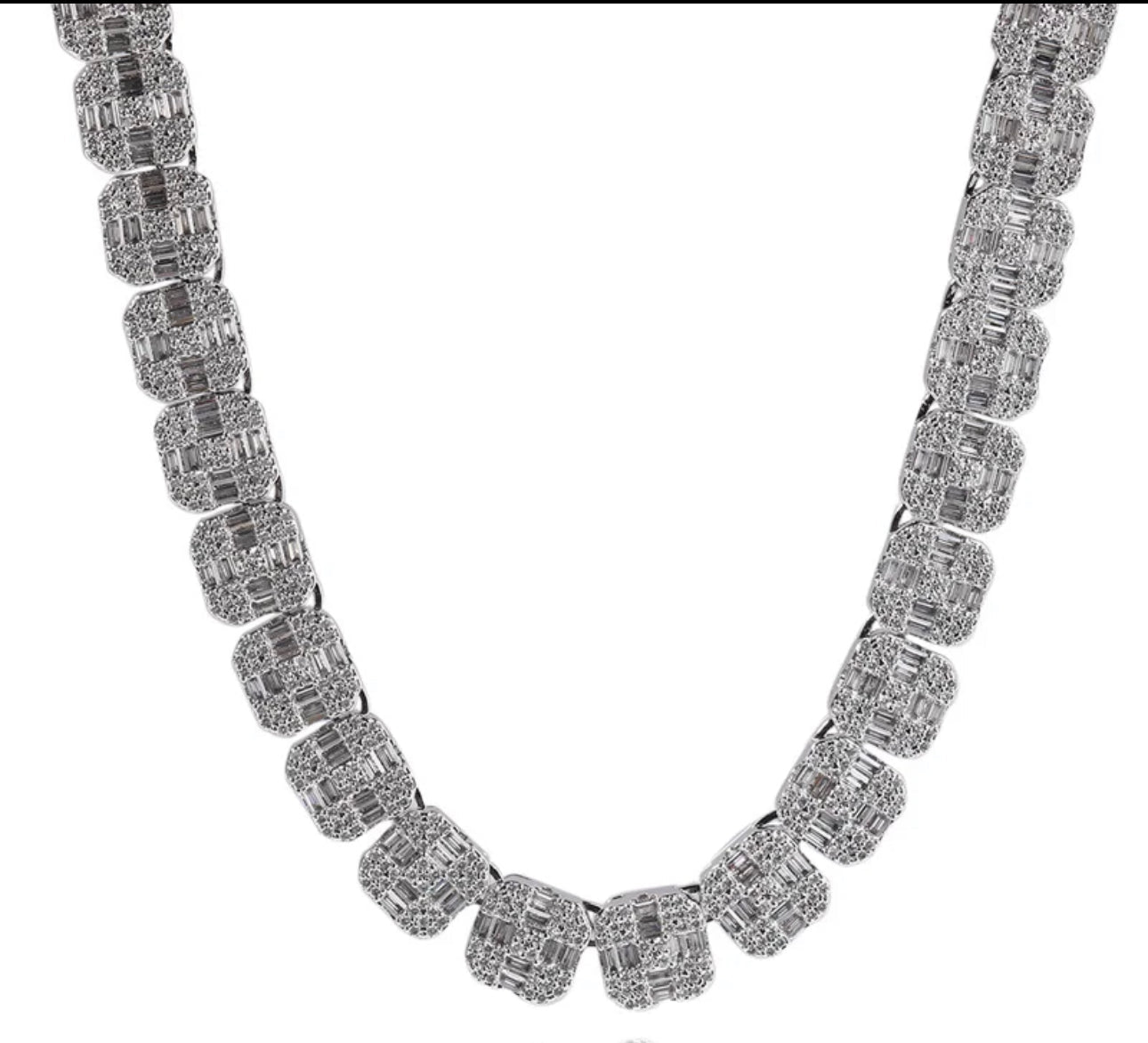 Mens Tennis Necklace diamonds Set on Sterling Silver