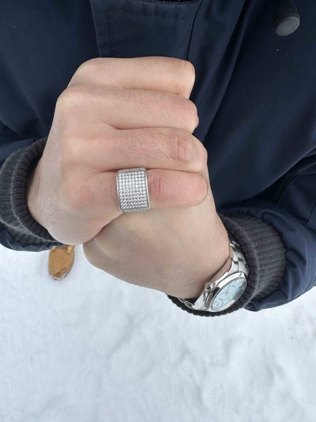 Men's GRA Clear Gems in Sterling Silver